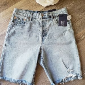 NWT Gap High Rise Distressed Denim Shorts Button Fly 10/30